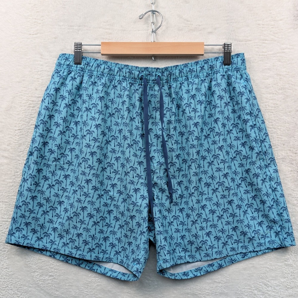 Huk Swim Shorts Men's XL Blue Mesh Palm Tree Print Board Shorts Beachwear Summer